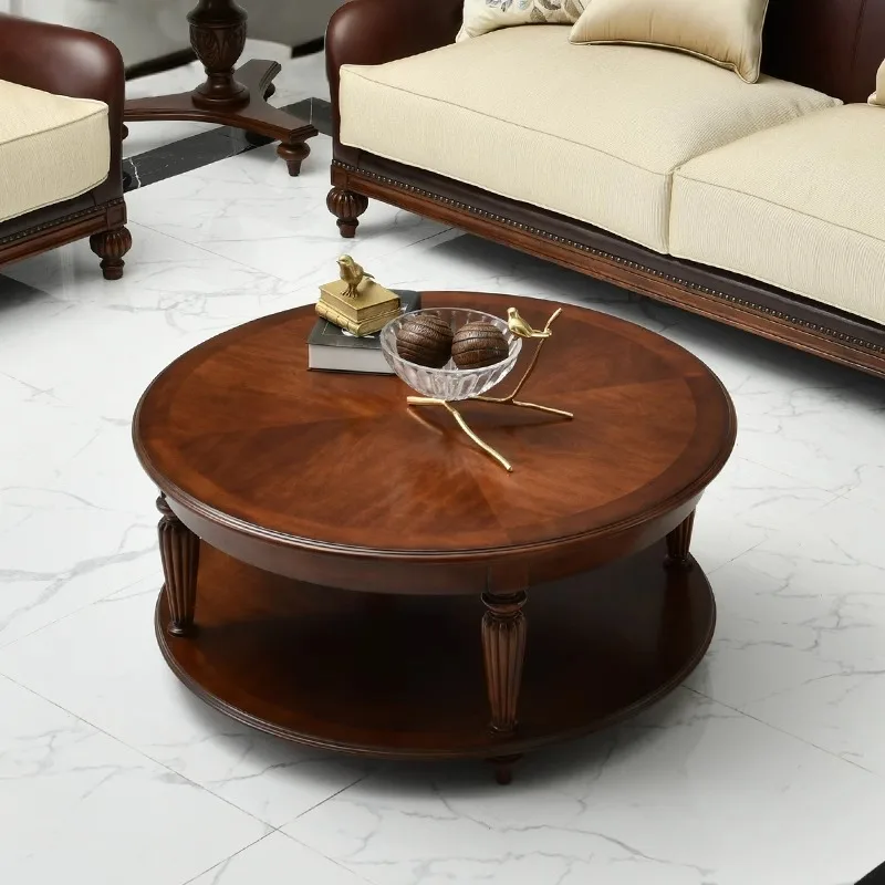 

Круглый журнальный столик из массива дерева, чайный столик из вишневого дерева, большой столик для гостиной, китайская антикварная мебель в деревенском стиле