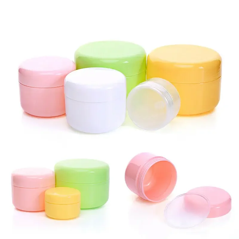 10 Stuks Lege 10G-100G Kleurrijke Reis Plastic Cosmetische Potpotten Met Liners Make-Up Dispenser Containers Voor Gezichtscrème Lippenbalsem