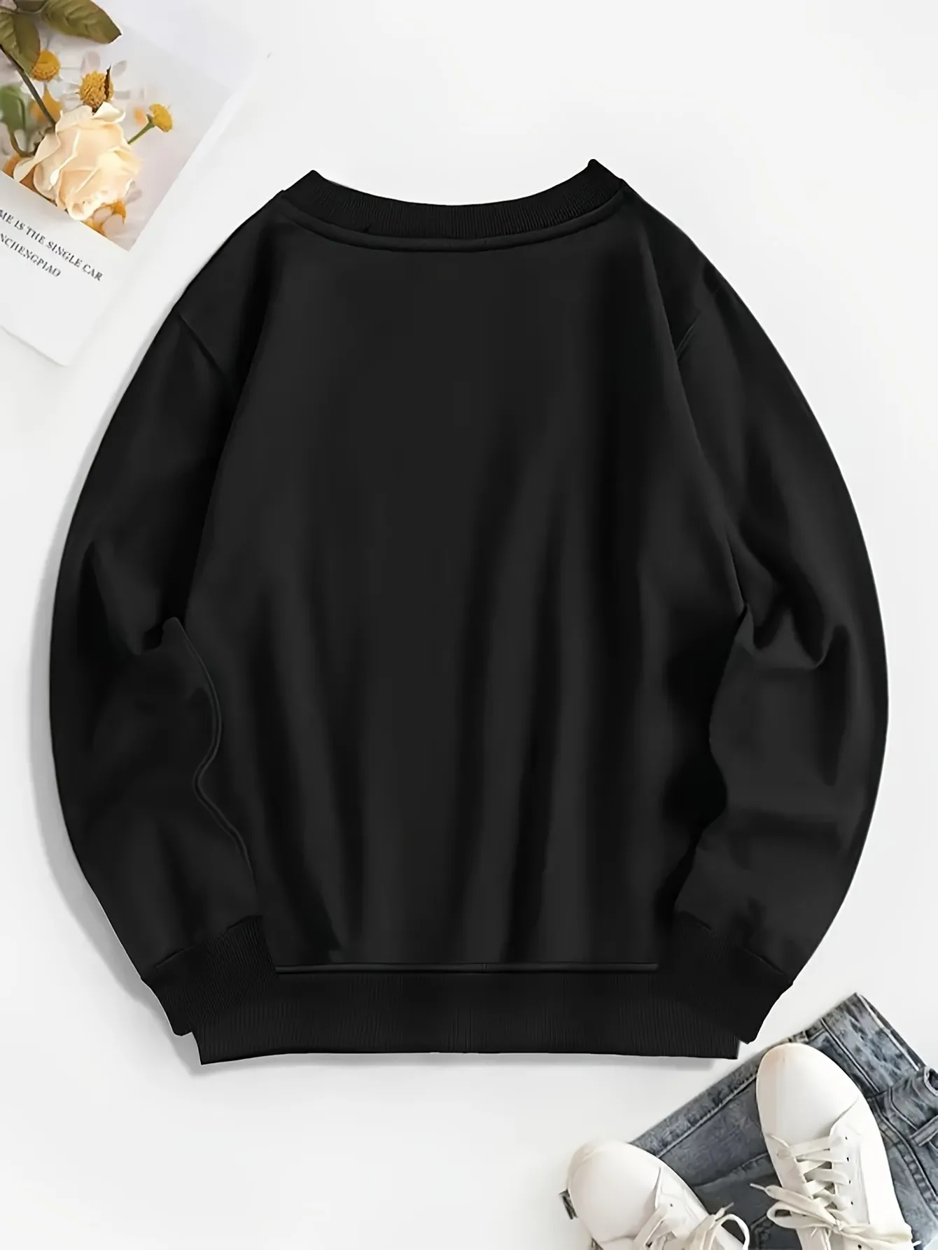 Sweat-shirt imprimé Disney Mickey Mouse, col rond à manches courtes, style vacances décontracté pour femmes, nouveaux vêtements pour femmes printemps/été