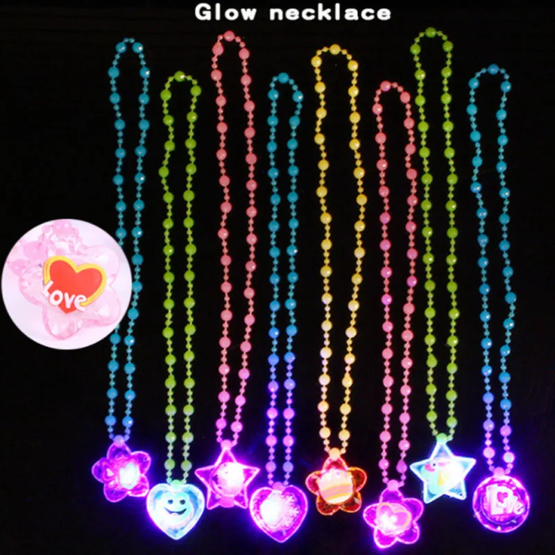 5/10/20/30/50 PCS Luminous Necklace Kids Girls Led Flashing Pendant Necklace Children Birthday Party Gift Glowing Necklace Toys