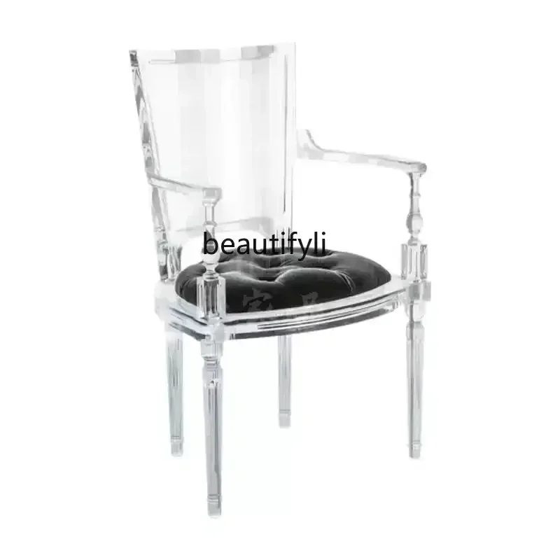 YH Makeup stool transparent acrylic chair designer Nordic light luxury dressing desk back chair