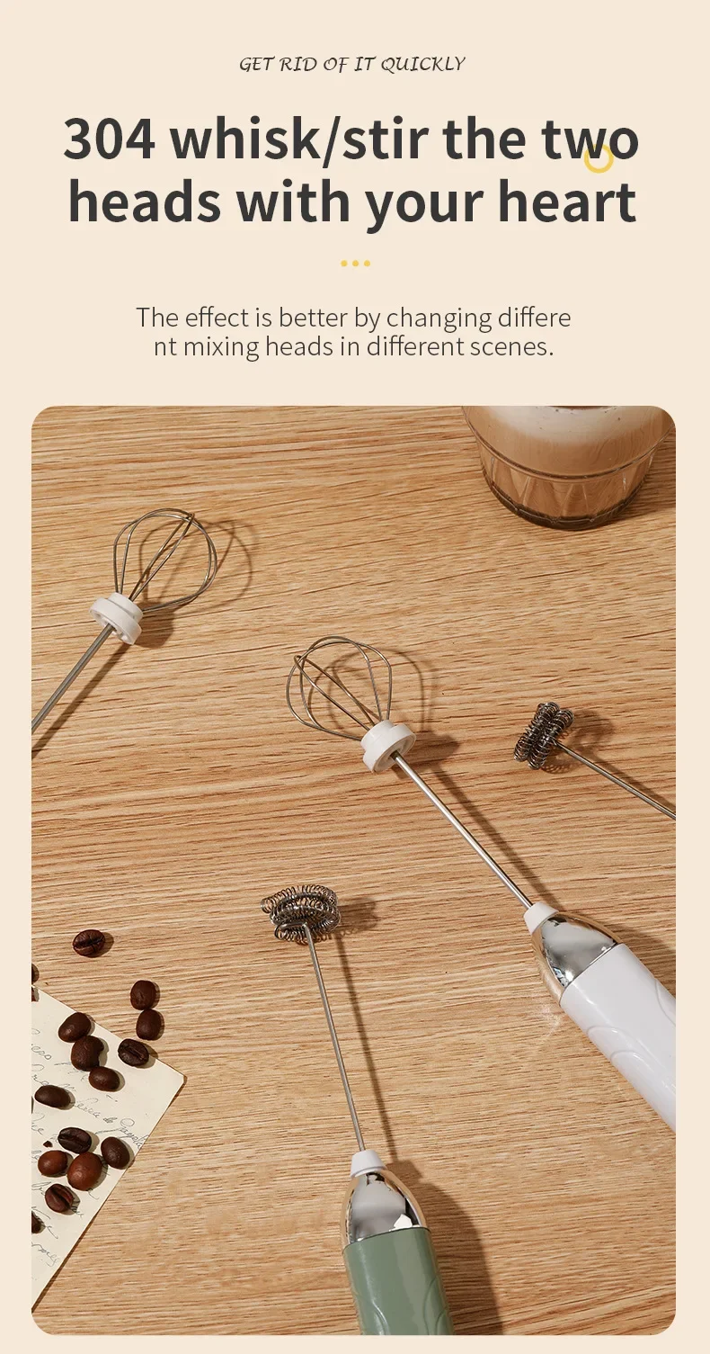 Drahtlose Typ-C Wiederaufladbare 3-geschwindigkeit Mini Handheld Milchaufschäumer Kaffeeaufschäumer Tragbare Küche Kochen Werkzeuge Schneebesen schaum Mixer – Detail 14