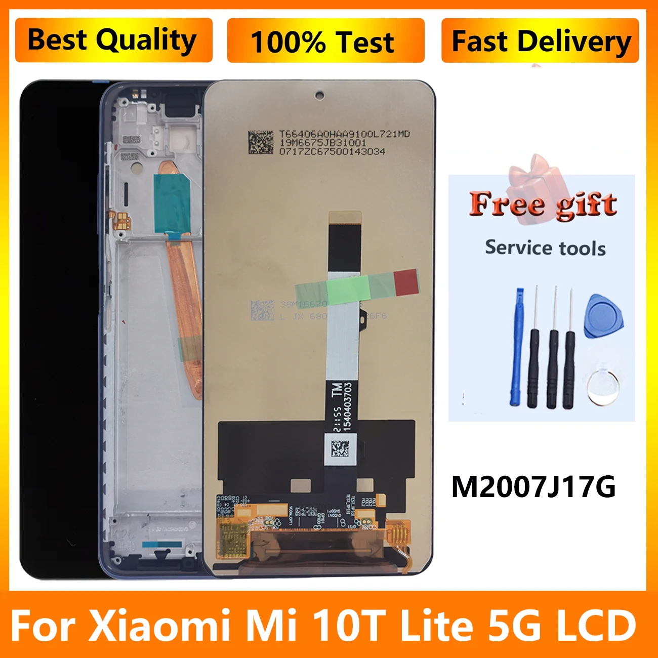 Дисплей Pantalla для Xiaomi Mi 10T Lite 5G M2007J17G, ЖК-дисплей с сенсорным экраном и дигитайзером в сборе, аксессуары для замены, 6,67 дюйма Дисплей Pantalla для Xiaomi Mi 10T Lite 5G M2007J17G, ЖК-дисплей с сенсорным экраном и дигитайзером в сборе, аксессуары для замены, 6,67 дюйма