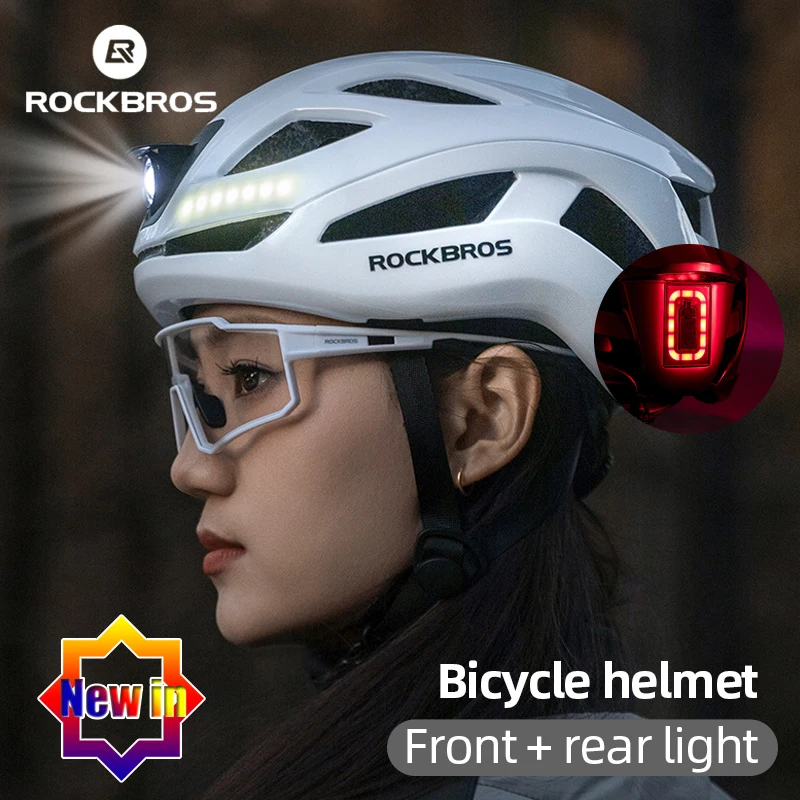 

ROCKBROS Multifunctional Men's Road Helmet Cycling Mtb Bicycle Helmet with Warning Light 3in1 Safety 1800mAh Rechargeable Casco