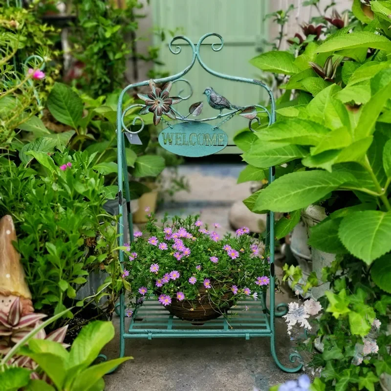 Do Old Schmiedeeisen-Blumenregal, Garten-Aufbewahrungsregal, faltbares Design, Präsentationsständer, Balkon, bodenstehend, Innengartenarbeit