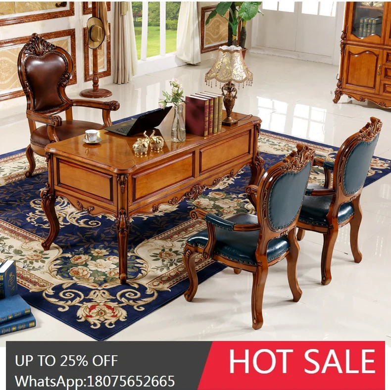 

SGF European solid wood desk and chair combination multi-functional home learning desk