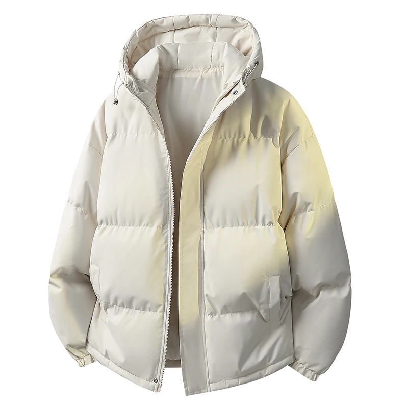 Men Winter Thick Cotton Padded Jacket Men Hooded Parka Men Soild Color Warm Coat Men Casual Warm Windproof Outerwear