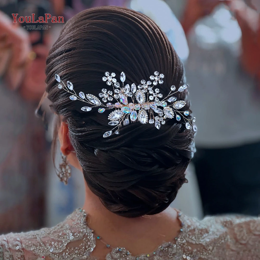 

TOPQUEEN Bride Rhinestone Hair Comb Bridesmaid Headdress Wedding Shining Hair Ornaments Fashion Headwear Crystal Headpiece HP898