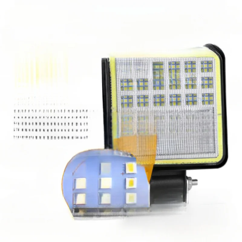 오프로드 차량용 4인치 사각형 LED 작업등, 넓은 시야각, 42-LED 디자인, 루프 라이트 및 스포트라이트 겸용