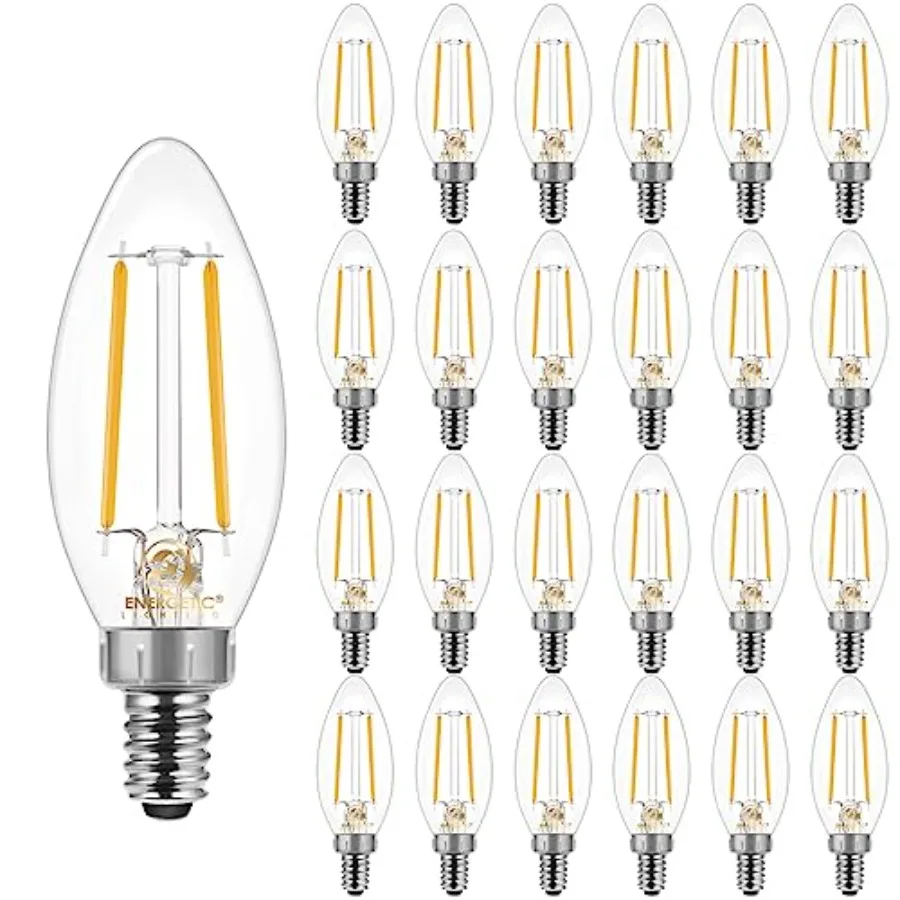 

ENERGETIC SMARTER LIGHTING B11 E12 Candelabra LED Bulbs 60 Watt Equivalent, Dimmable LED Chandelier Light Bulbs,,550LM, Decorat