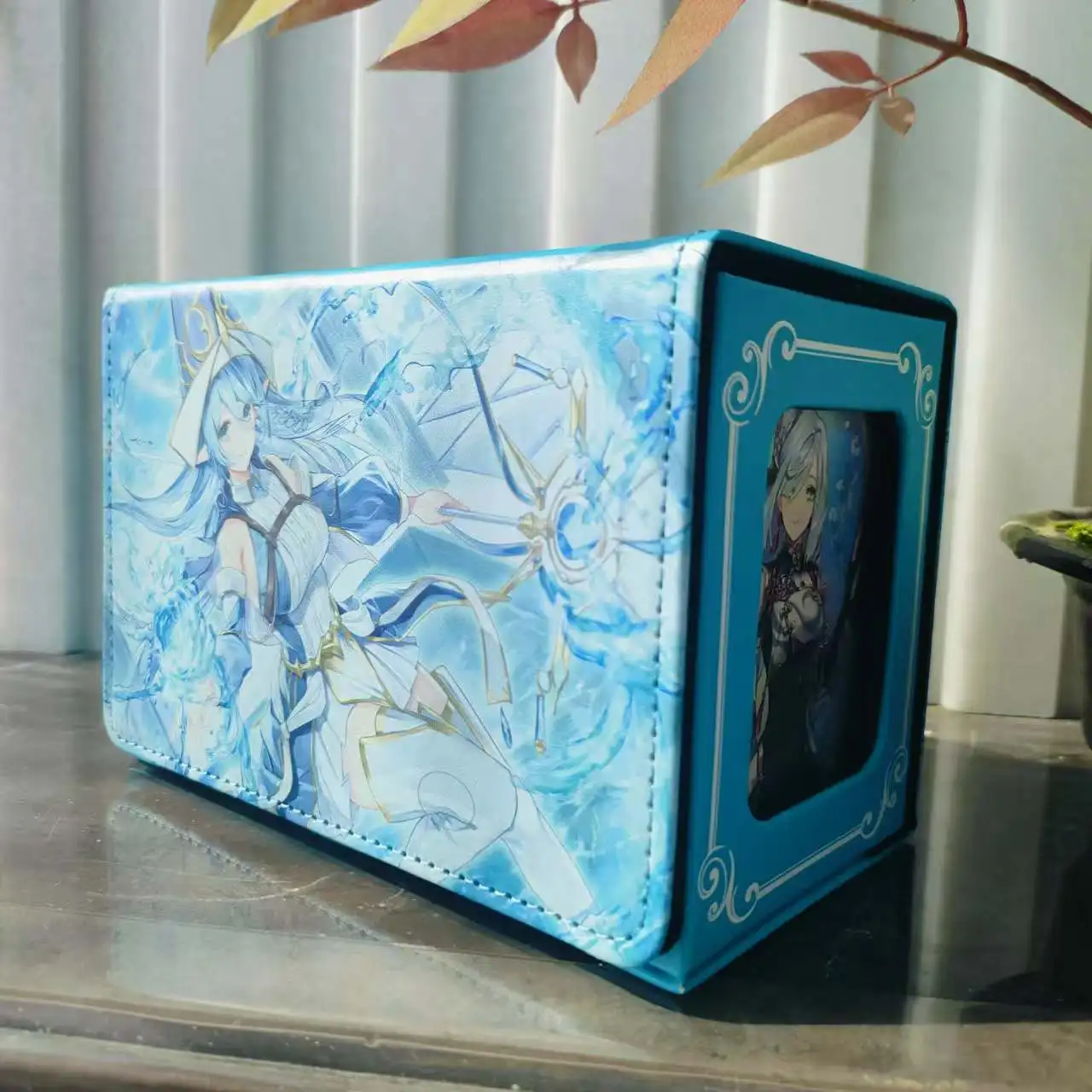 Yugioh Water Enchantress of the Temple Deck Box Pokémon de alta capacidad YU-GI-OH! Caja de almacenamiento de cuero Pu para tarjetas coleccionables OCG 120+