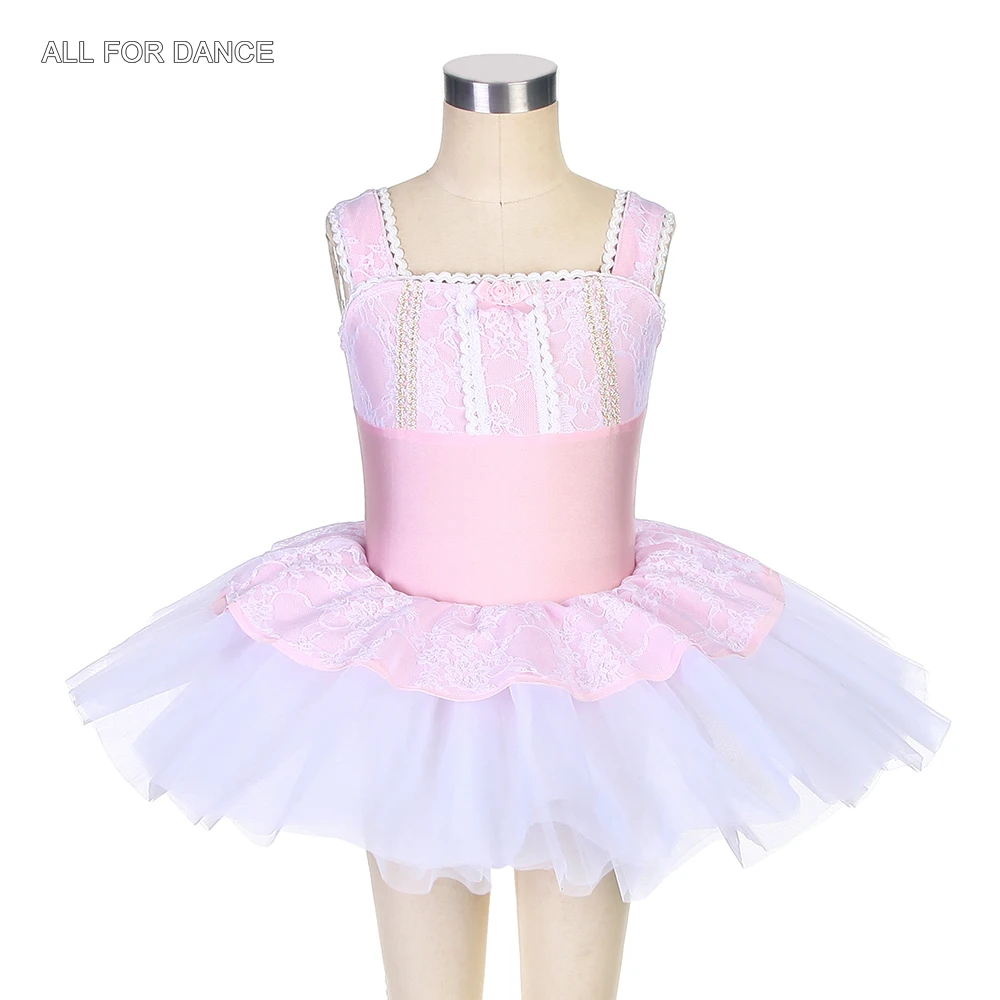 

22083 Pale Pink Spandex Leotard With Layers Of White Tulle Tutu Skirt Girls/Women Stage Performance Dance Tutu Ballet Dance Wear