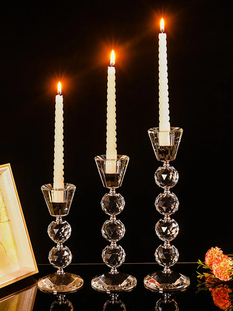 Romantic Crystal Candle Holders Decorative Crystal Candlestick Weddings Dinner Candlelight Candles Stand Ornament