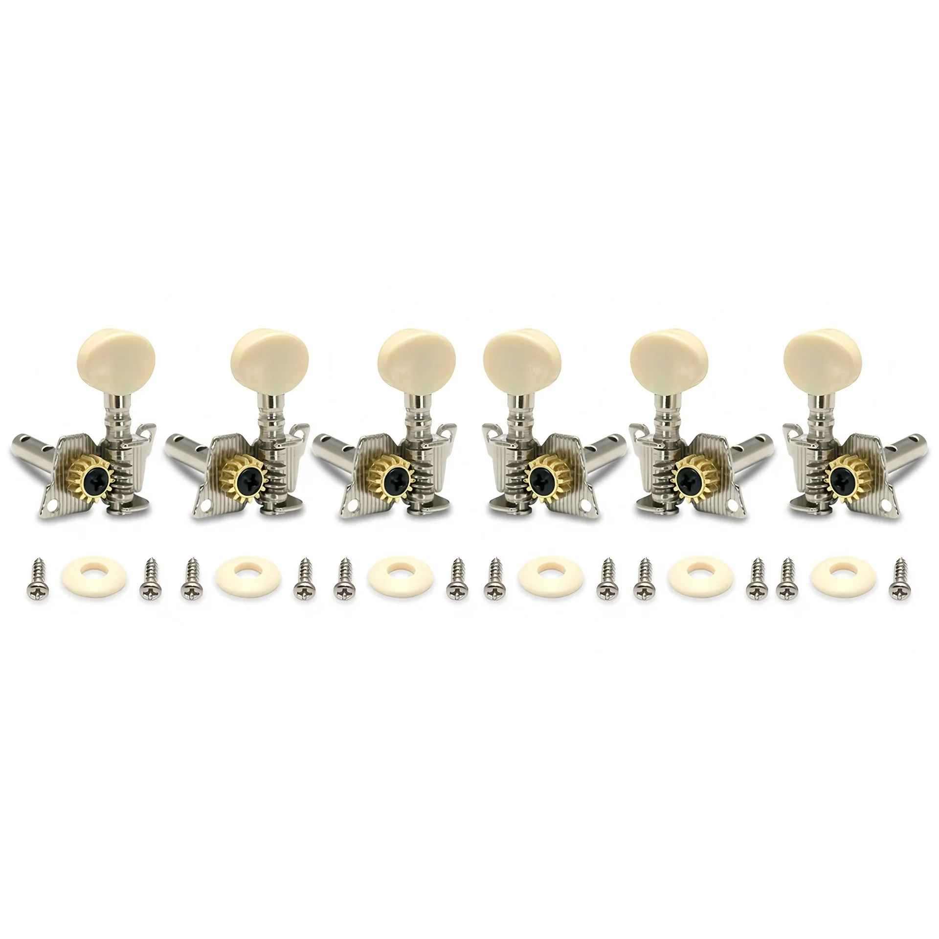 6Pcs Classical Guitar Tuning Pegs, 1:15 Gear Ratio Machine Heads, 3L+3R Tuning Keys Set