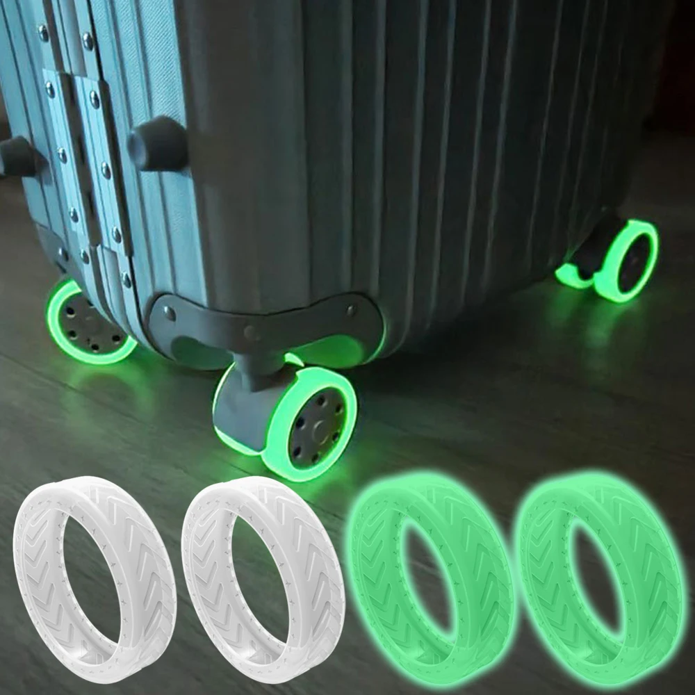 4/8/10PCS/Se Night Glow Travel Luggage Caster Shoes Suitcase Parts Axles Silicone Suitcase Wheels Protection Cover Reduce Noise