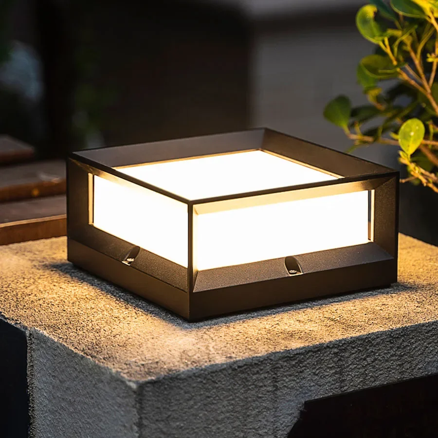 E27 Outdoor Post Caps Light Aluminum Column Cap Lamps Waterproof Pole Lantern Light Square Exterior Pillar Lamp Landscape Light