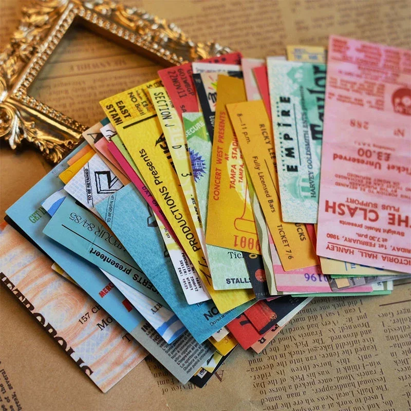 43 Stück Retro-Rock-Band-Ticket-Aufkleber, wasserfeste Vinyl-Graffiti-Aufkleber für Kinder, DIY, Laptop, Gitarre, Motorrad, Skateboard, Dekoration