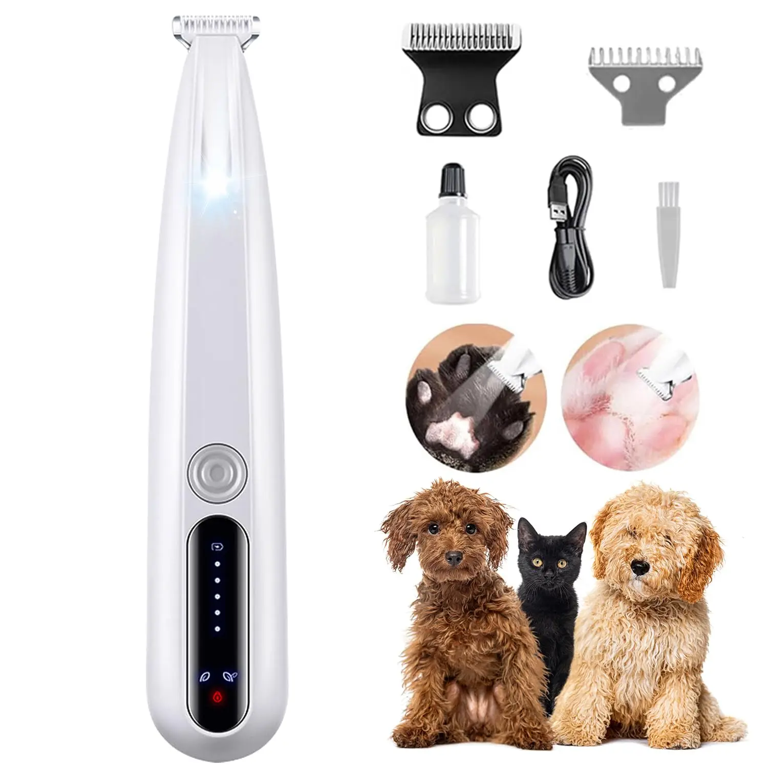 

2025 New Pet Precision Trimmer, Rechargeable Dog Paw Trimmer with LED Light, Low Noise, Waterproof, for Paw, Ear, Face, Butt
