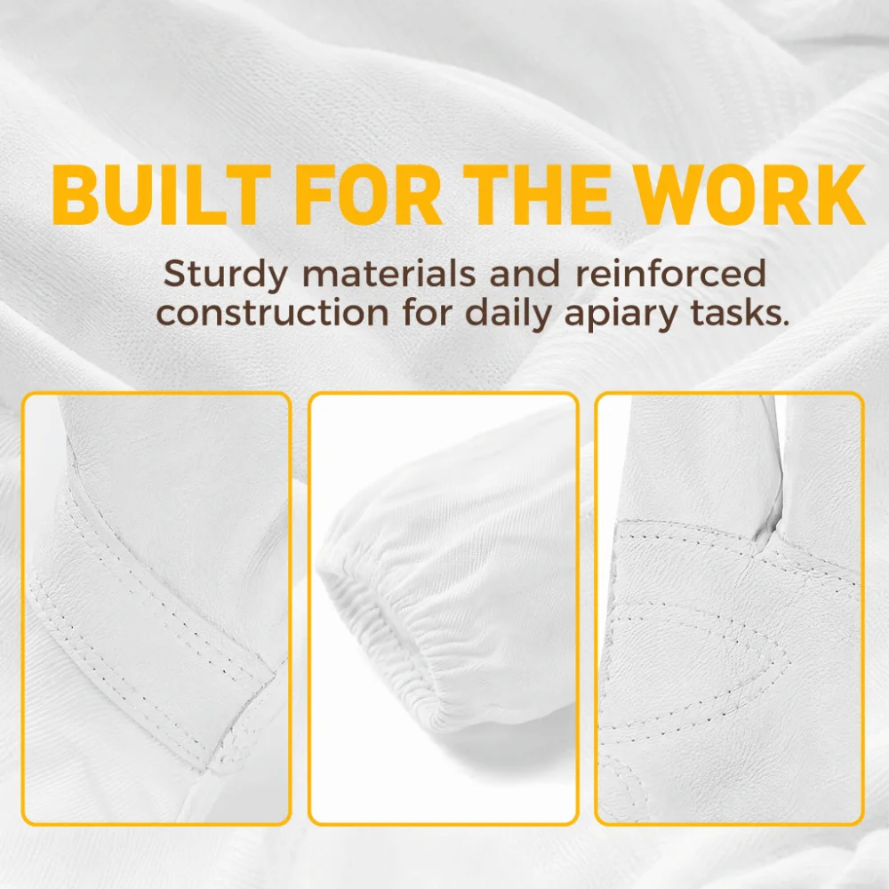 1 pair Long Protective Sleeves Beekeeping Gloves Elastic Cuffs Breathable Material Bee Gloves Ergonomic Design
