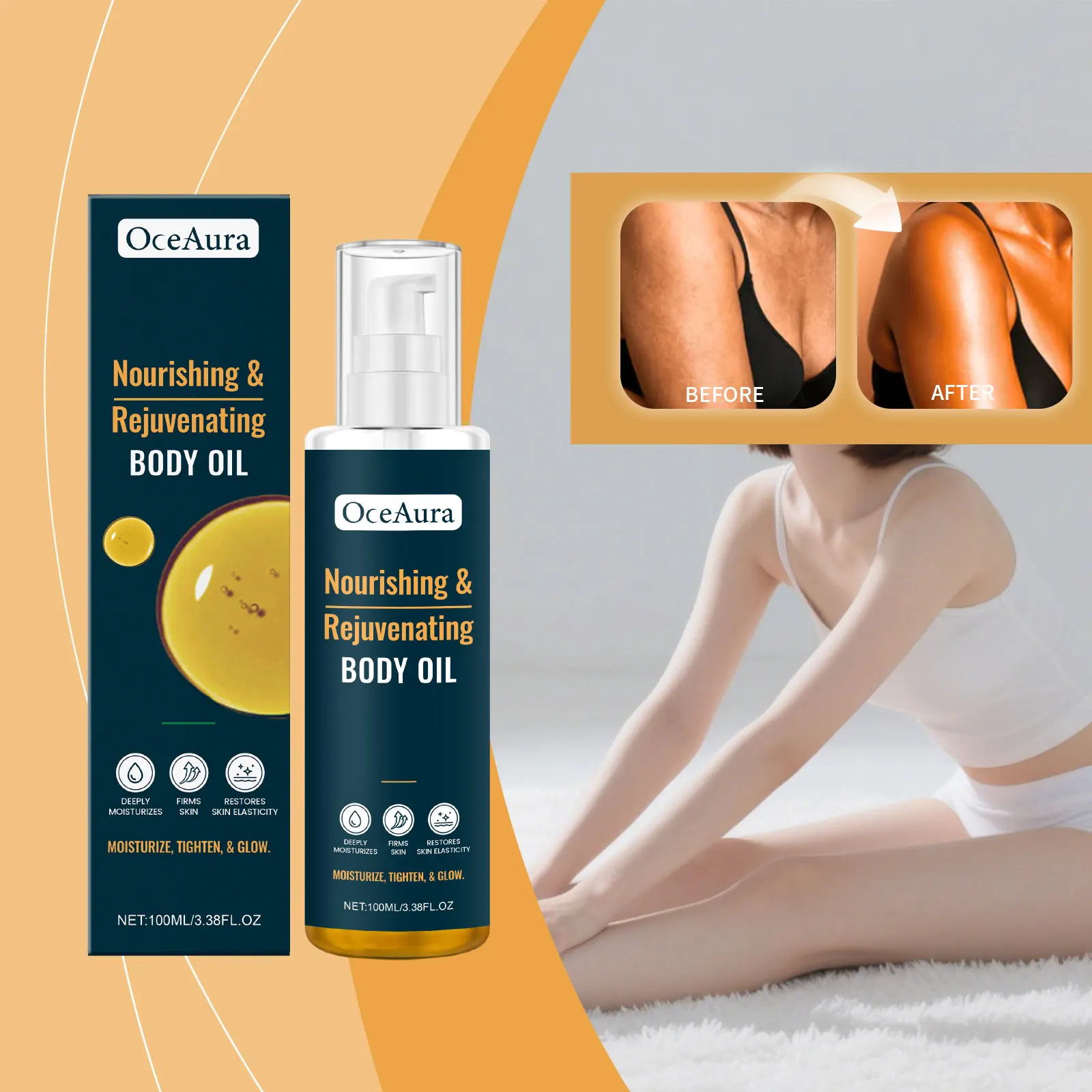 OceAura Nourishing Body Oil for Skin Hydration & Radiance for Daily Use