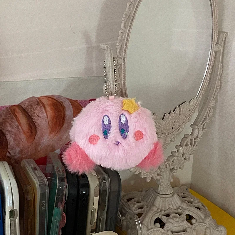 Llavero colgante pequeño de peluche Kirby Anime, Bolsa Escolar, dibujos animados, muñeca de 9cm, accesorios decorativos para pastel de cumpleaños,