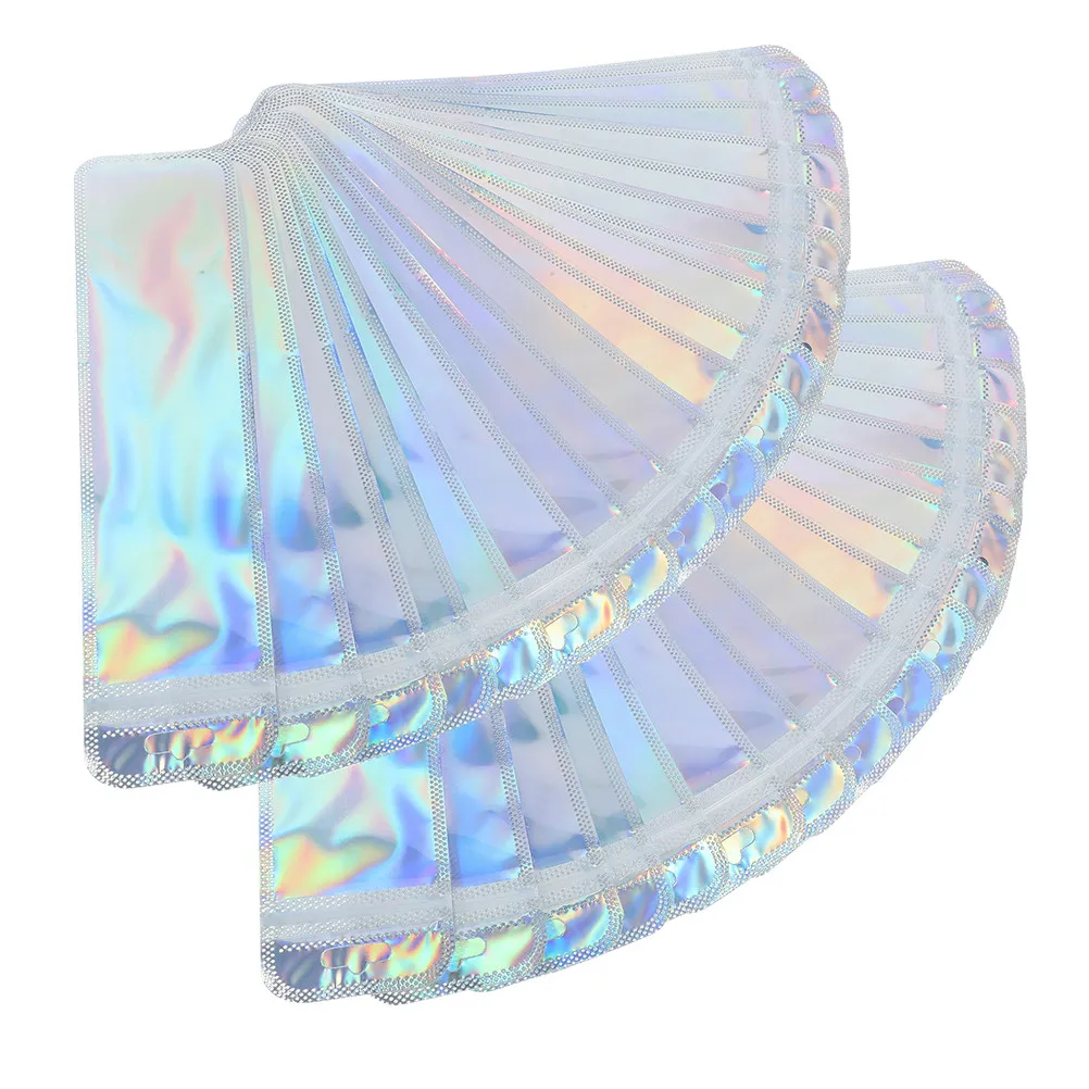 200Pcs Resealable Holographic Storage Bags Stylish Sparkle Design for Bracelets Cosmetics Cookies Candy Pencil Pen Small