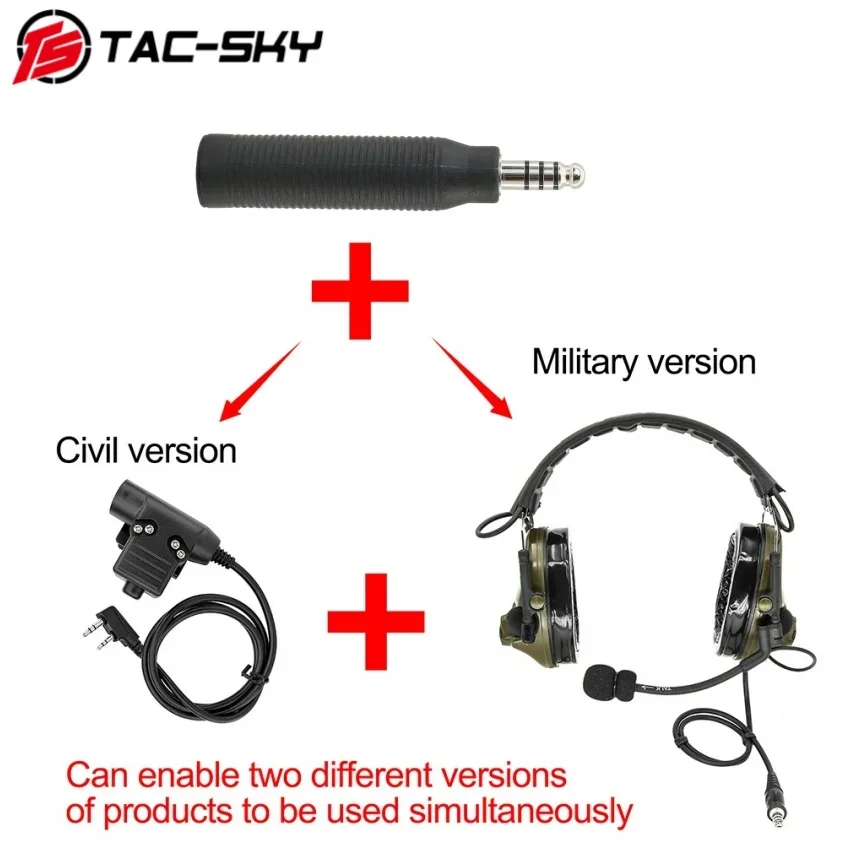 TAC-SKY Is Suitable for COMTC SORDN Hearing Protection U-174 NATO/military-to-civilian Tactical Headset PTT Adapter.