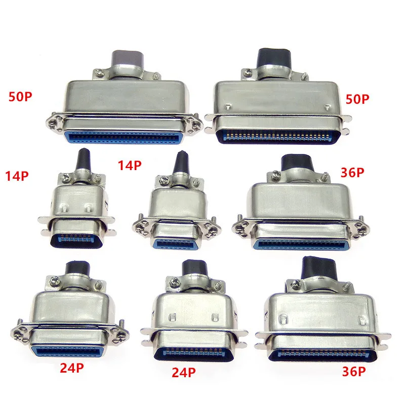 

1-5PCS 57 Series Centronics Connector Male Female CN14/24/36/50P Ribbon Computer Printer Cable Mount Adapters with Mental Cover