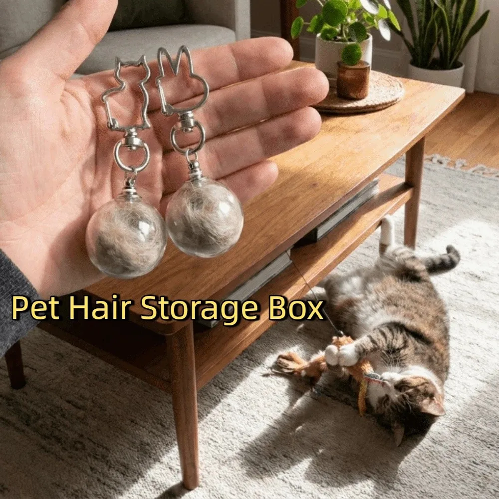 Creative Transparent Cat Hair Storage Box Cute Portable Cat Hair Capsule Pendant Hanging Pet Fur Container Party Gift