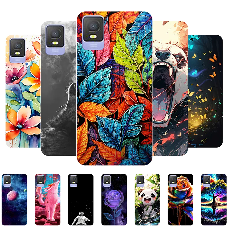 For TCL 403 Case T431D Leaves Panda Soft Silicone Back Cover for TCL 403 T431U T431Q T431P T431A T431E Bumper TCL403 Phone Case