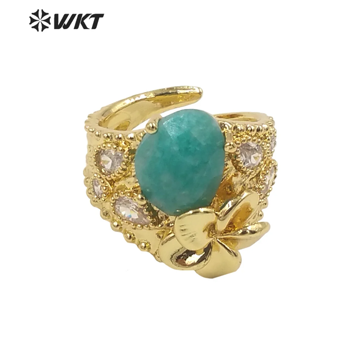 

WT-R485 Vintage&European Natural Gemstone Cubic Zircon 18k Gold Big Adjustable Rings For Friends Birthday Special Present