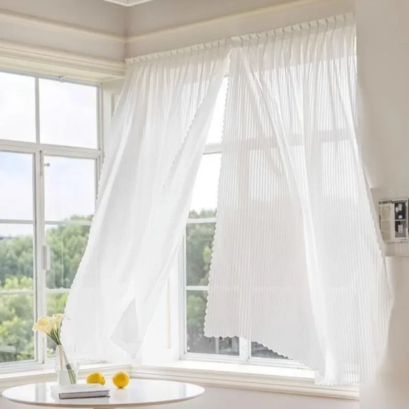 Hook and Loop Curtain Punching-free Self-adhesive Pleated Gauze New Floating Window Bedroom Light-tight Short Shade Convenient