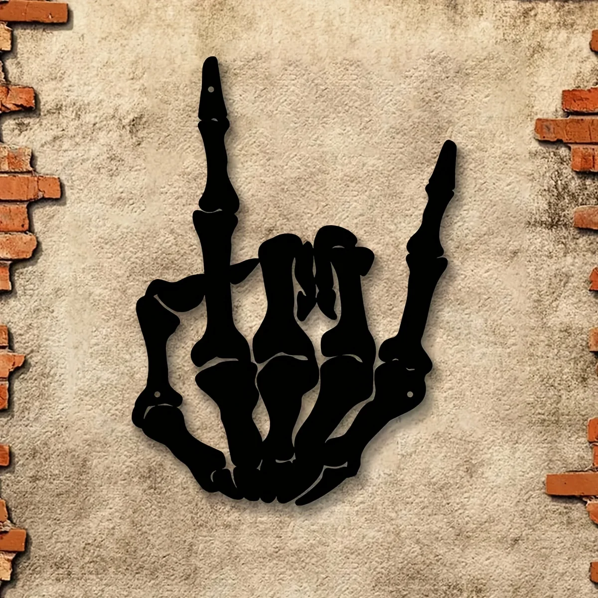 Rock On Skeleton Hand Metall-Wandkunst – Edgy Eisenskulptur für Garten, Terrasse, Wohnzimmer- und Balkondekoration, Terrassendekoration