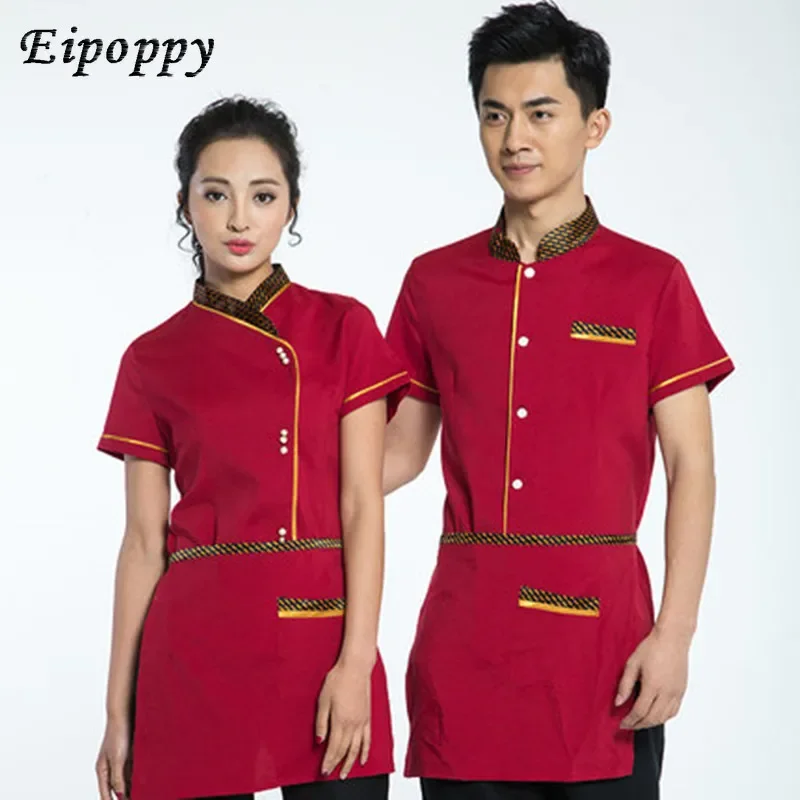 High quanlity Summer Short-sleeve Breathable Double-breasted Restaurant Chef Jacket Kitchen Cook Net Back Man Woman Chef Uniform