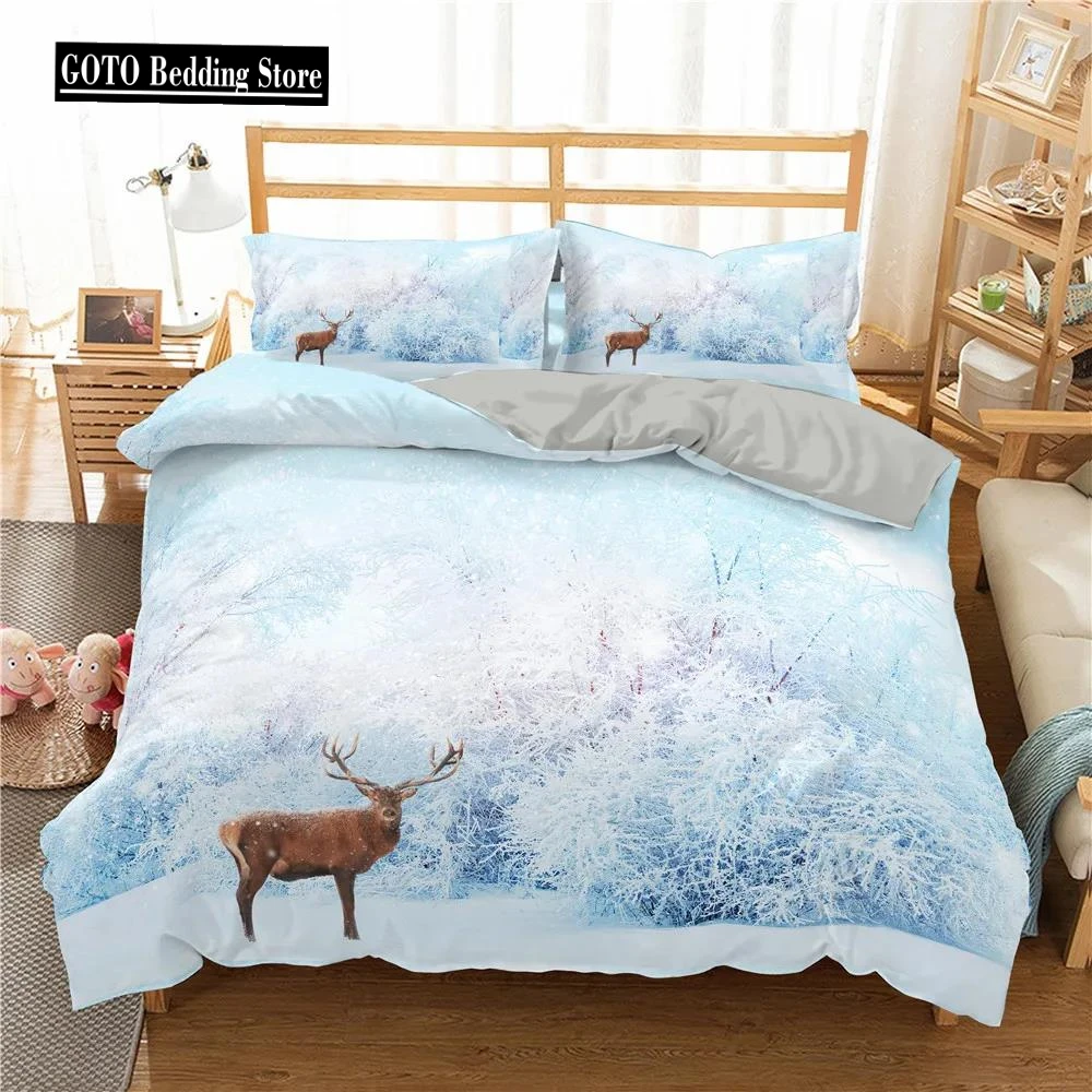 

Ropa De Cama Snowflakes Deer Duvet Cover 3d King Size EU King 240x220 Cm Bedroom Set Bedding North America Quilting Home Textile