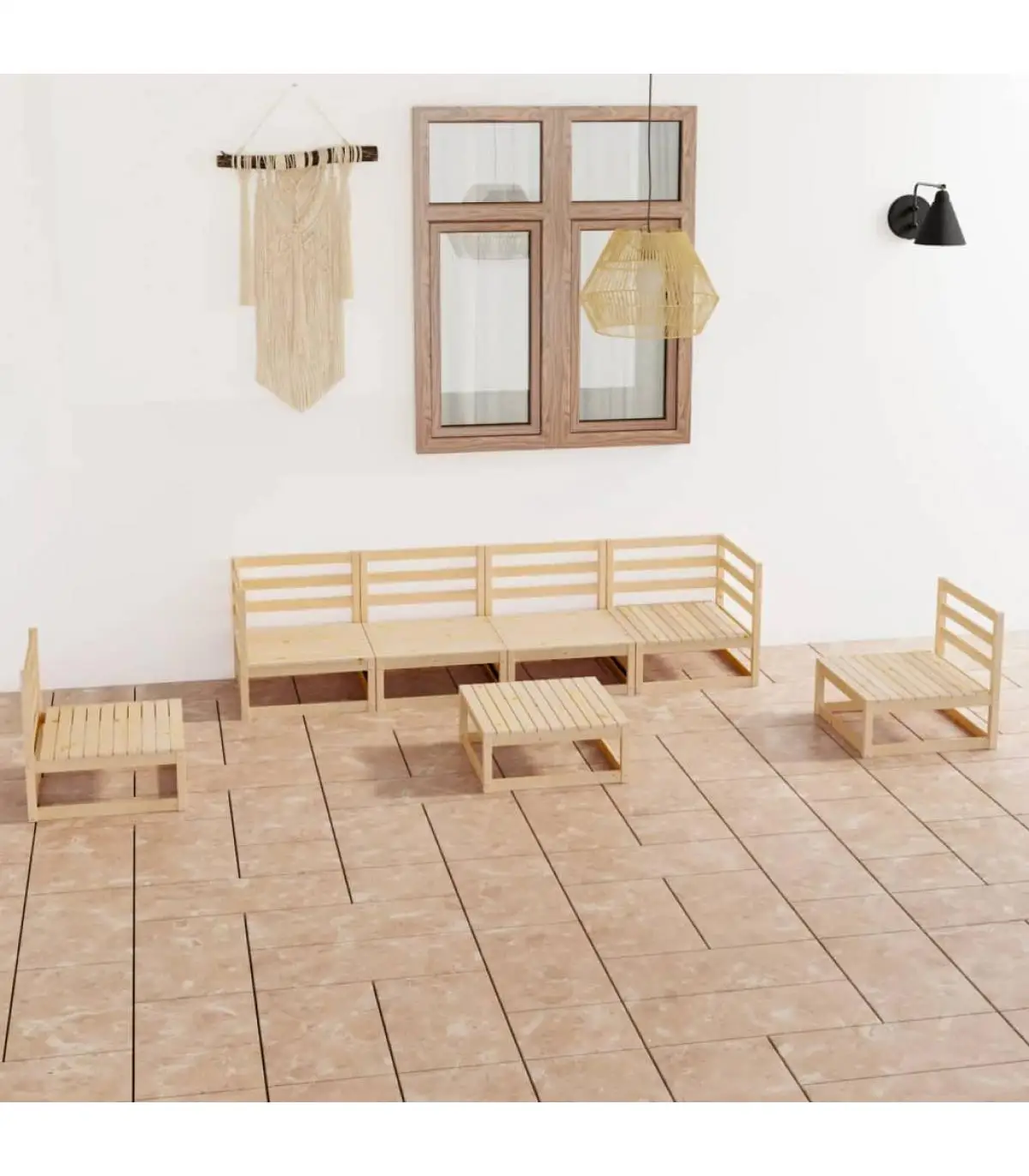 Garden sets garden furniture set 7 pieces solid pine wood