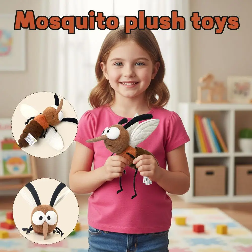 Funny Mosquito Plush Toy 25cm Cute Stuffed Bug Insect Plushie Doll Pillow Soft Mosquito Pillow Cushion Prank Gift Home Decor