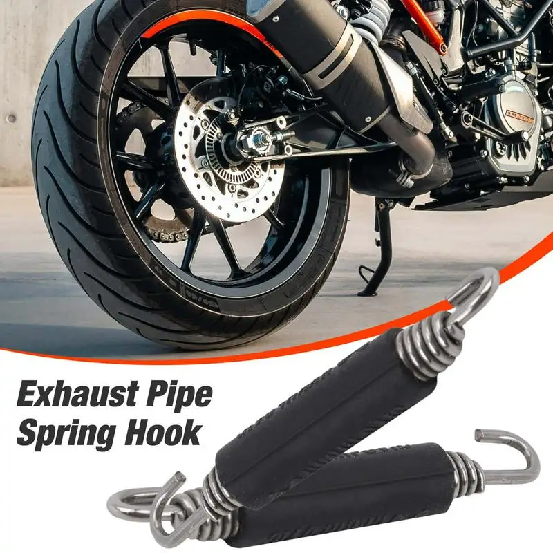 2Pcs Motorcycle Muffler Exhaust Springs Hooks Stainless Steel Unive-rsal Front Middle Link Pipe Exhaust Connect Spring