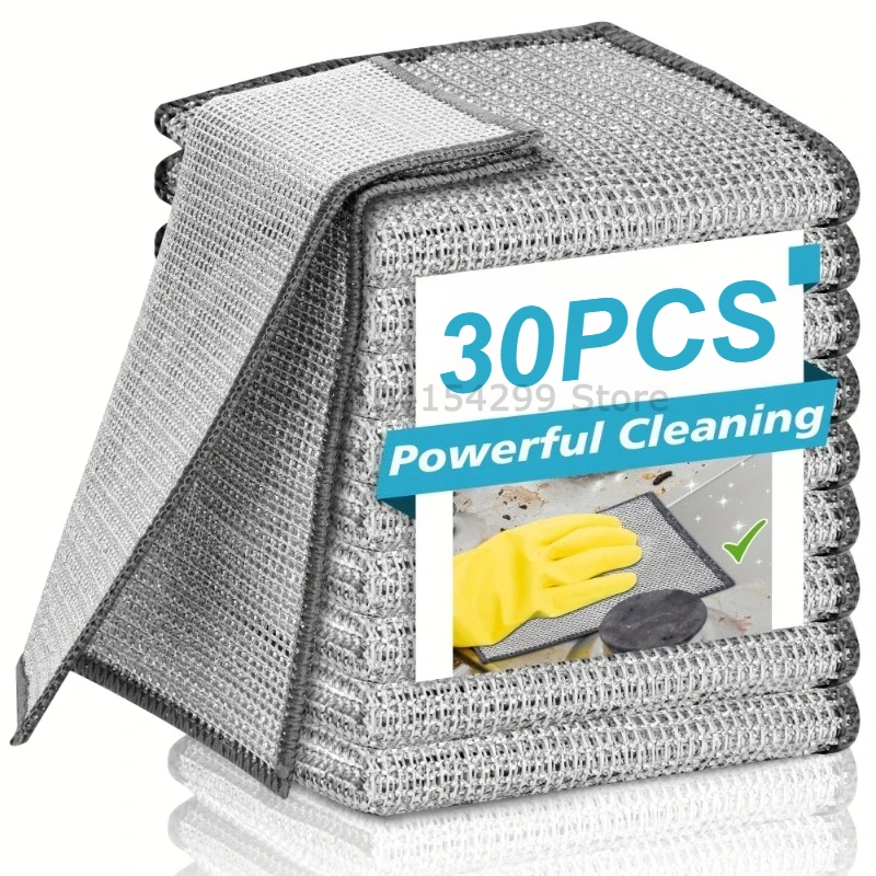 Paños de Limpieza Mágicos de 1/3/5/10/30 Piezas, Paños de Alambre de Acero de una Sola Cara, Paños de Cocina para Lavar Platos y Ollas, Herramientas de Limpieza