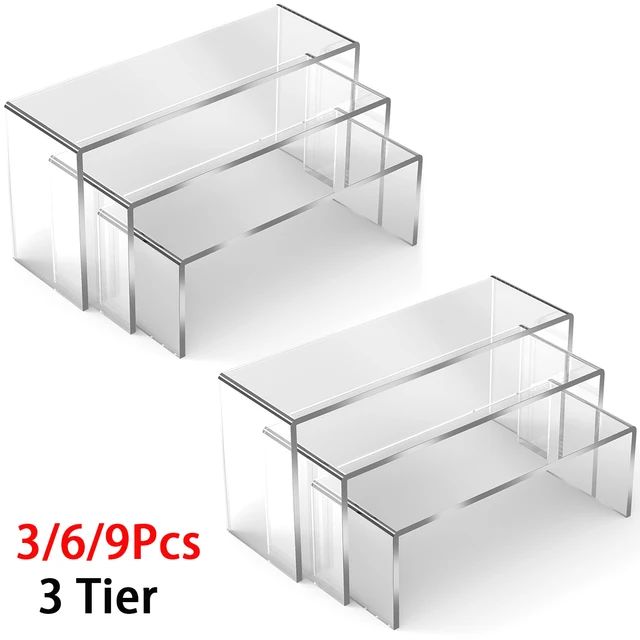 3/6/9 sztuk akrylowy stojak ekspozycyjny w kształcie litery U stojak na babeczki biżuteria kosmetyczna lalka przezroczysta półka do przechowywania Decor Organizer