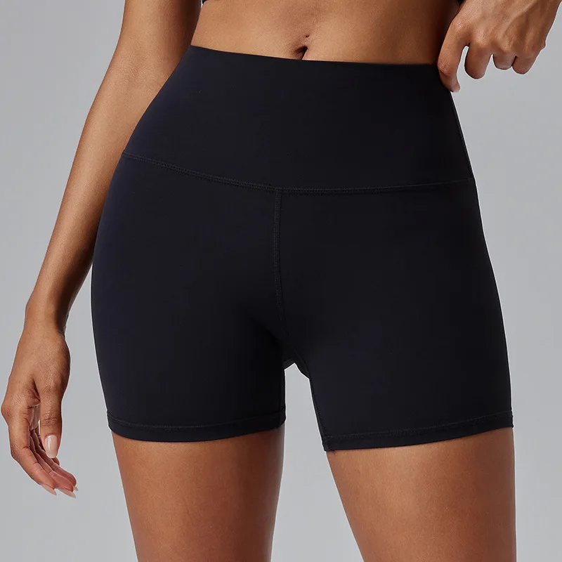 Soft Stretchy Nylon Women's High Waist Running Shorts for Daily Workout Tummy Control Butt Lifting Seamless Squat Proof