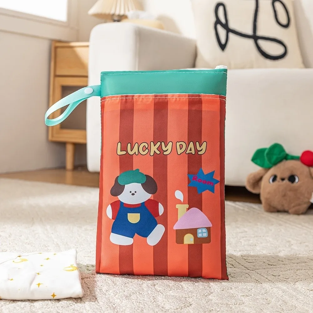 1Pc Cartoon Print Baby Diaper Storage Bag Waterproof Double Layer Nappy Pouch Portable Baby Organizer Bag