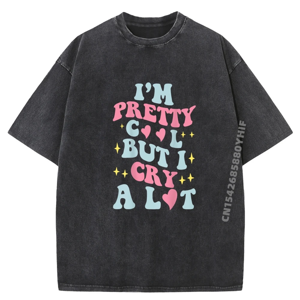 

I im Pretty Cool Tees Normal Women's Men Graphic T-shirt Cool Trendy Washed Shirt Casual Daily Wear Tops