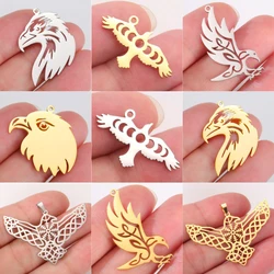 EUEAVAN 1pc Stainless Steel Eagle Pendant Gothic Wild Bird Charm Necklace Earrings Jewelry Making Accessories Valentines Gift