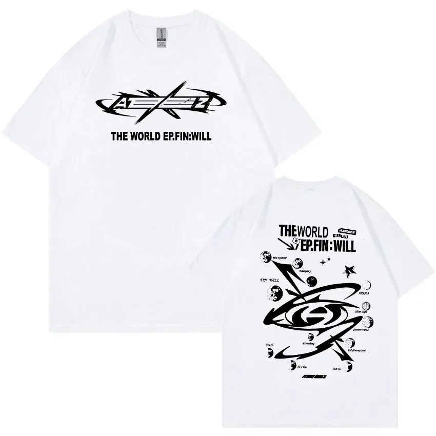 Korean Band Ateez The Worlldd Ep Fin Will Print T Shirt Men Hip Hop Kpop Fashion Clothing Causal Cotton Oversized T-shirt