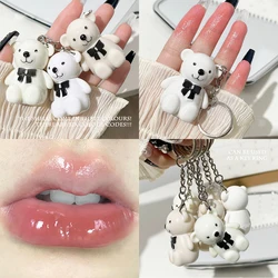 2023 New Water Light Stain Lip Gloss Mirror Gloss Lipstick Cute Bear Keychain Lip Glaze Long-lasting Waterproof Matte Lip Tint