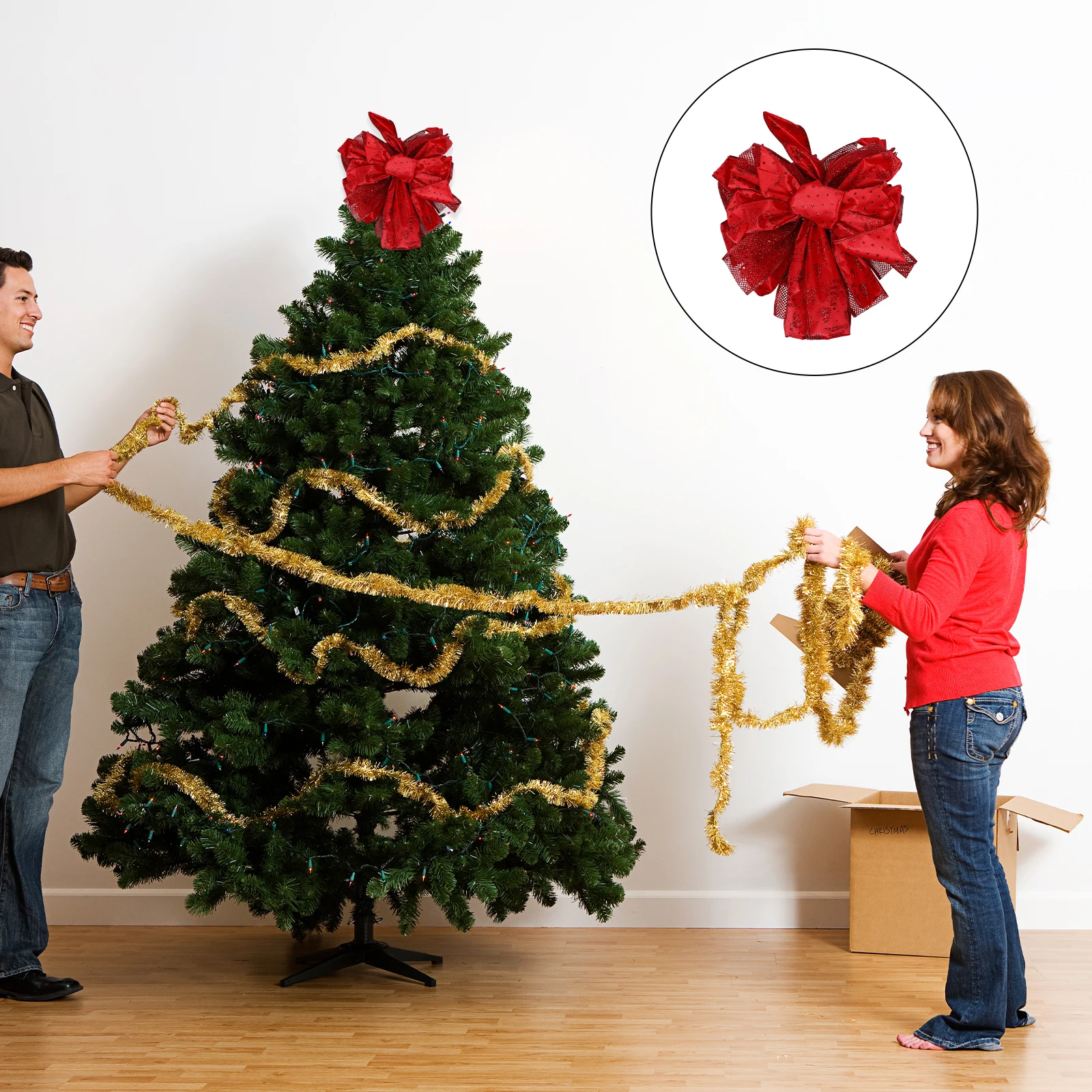 

Christmas Tree Top Bow Bowknot Decor Topper Decorations Large Polyester Ornament