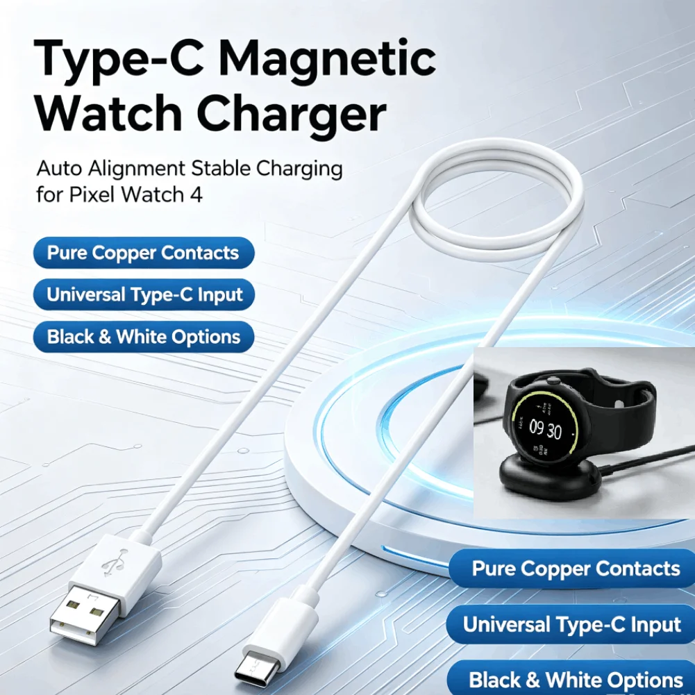 For Google Split Magnetic Charging Cable Type-C Watch Charger Ultra Lightweight & Portable for Daily Commute and Business Trips