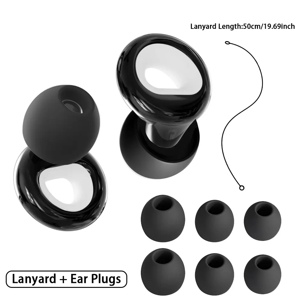 HUAK Super Soft Quiet Ear Plugs Reusable Noise Reduction Silicone Lanyard Hearing Protection for Sleep And Swim