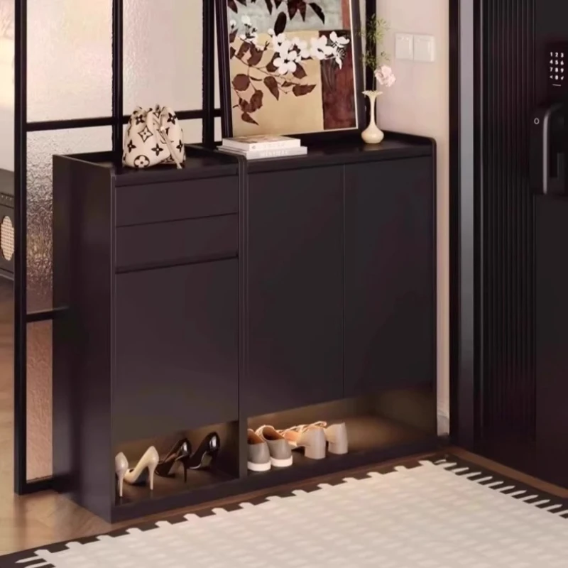 Integrated Simple Shoes Rack Black Wall Storage Design Family Shoes Rack Clothes Stand Meuble Rangements Cabinet Furniture